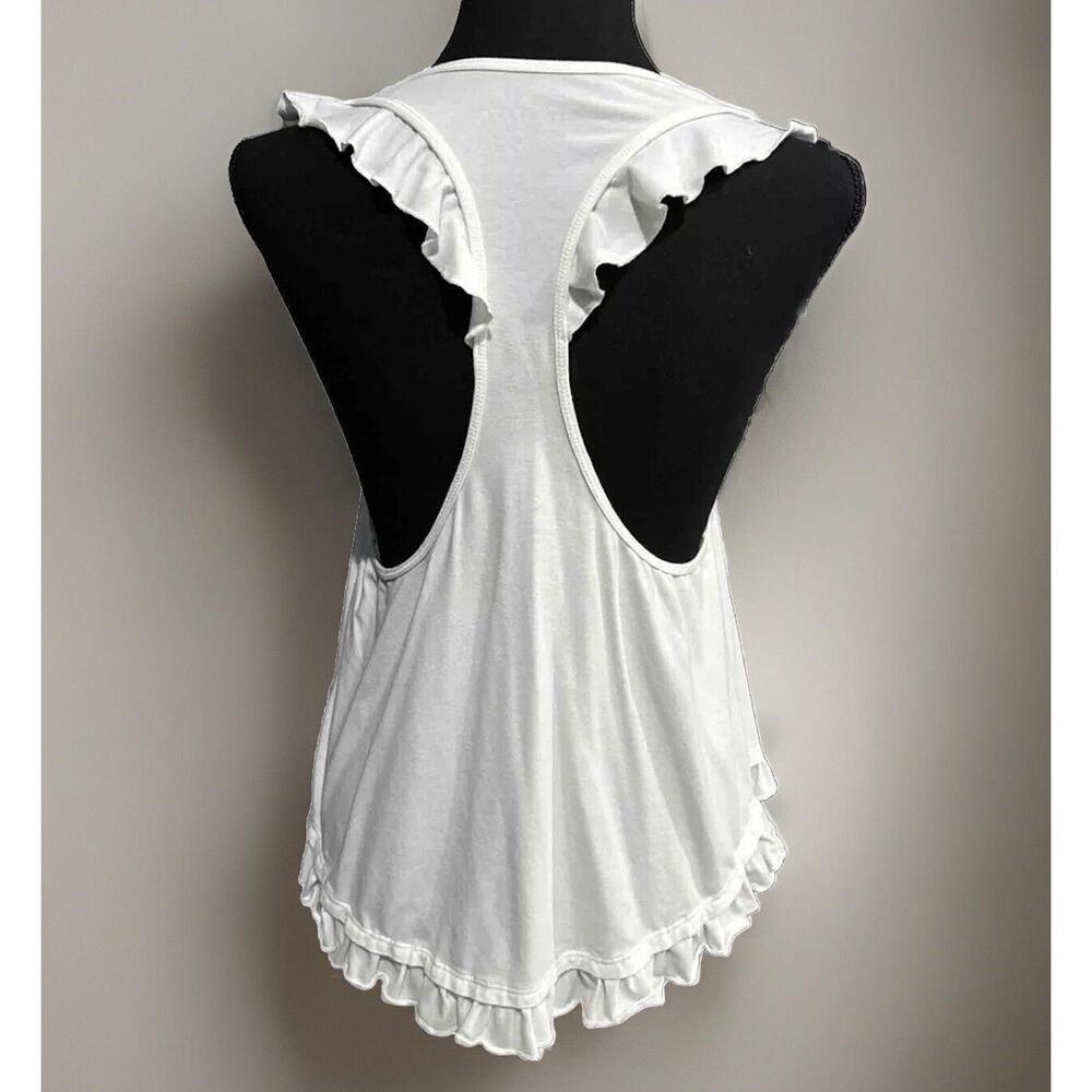 Kate Spade NWOT Ruffle Racerback Tank In White-Size Medium - Picture 6 of 10